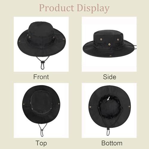 Outdoor Fishing Hat - Sun Protection Safari Bucket Hat - Black