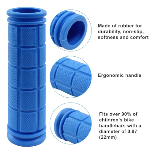 Non-Slip Blue Rubber Bike Handlebar Grips - 4Pcs Set