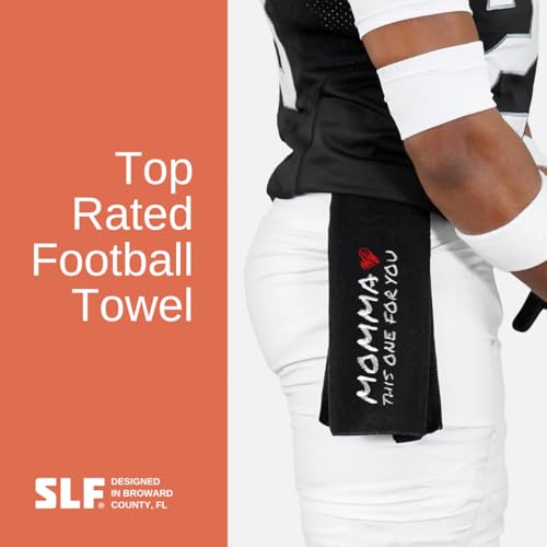 Football Towel - Cotton Quarterback Towel with Hook & Loop Closure - Momma Black