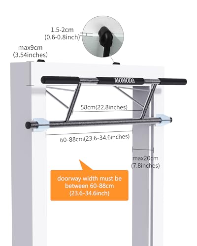 MOMODA Heavy-Duty Door Pull-Up Bar – No-Drill, Fits 23.6–34.6 in Doorways