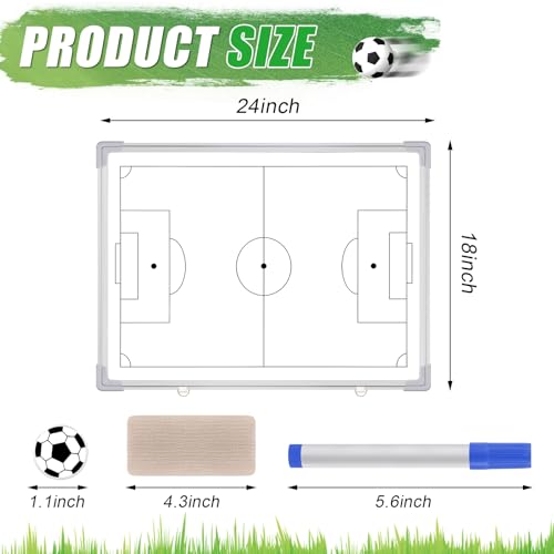 Soccer Coaching Board - 24" x 18" Double-Sided Magnetic Whiteboard with Kit