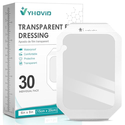 YHOVID 6" x 8" Transparent Film Dressing – 30 PCS Waterproof Bandages
