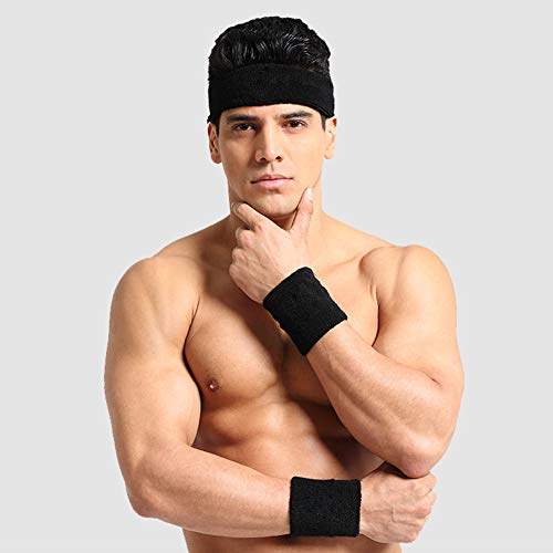 Terry Sports Wristbands - 3 Pack in Black, White, Gray