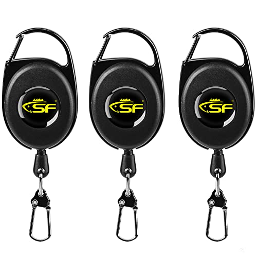 Fly Fishing Zinger Retractor - 3PCS Steel Cord, Black