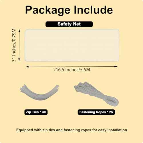 Banister Guard-18ft X 2.66ft Thick Balcony Safety Net for Kid Pet Balcony Guard Balcony Netting for Pet Rail Net for Balcony Apartment Cat Netting Safety Netting for Railings Stair Guards (White)