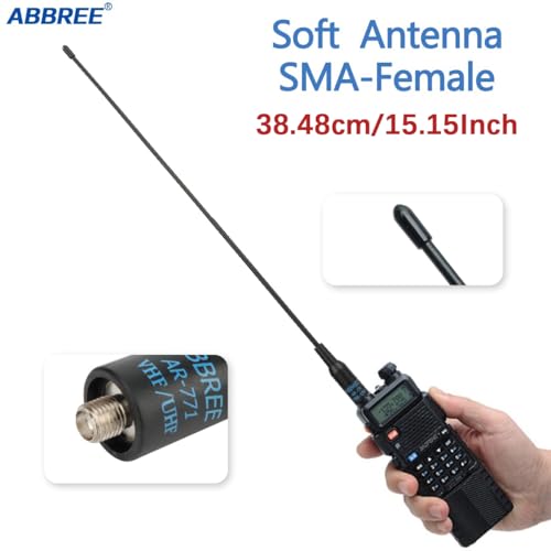Dual Band VHF/UHF Ham Radio Antenna - 15.15 Inch SMA-Female Soft Whip - 2 Pack