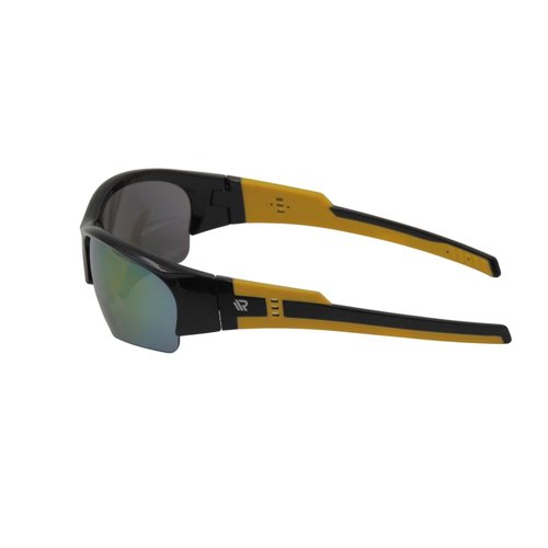 RAWIN Sunglasses | Ideal for Outdoor Sports | Sport Sunglasses for Baseball, Fishing, and Running (Shiny Black Frame With Yellow Nose Pad & Tips, Non-Polarzied Orange-Red Revo Lens)