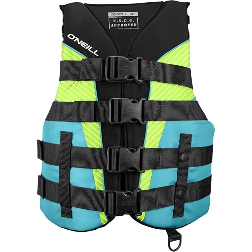 Lightweight Women's Life Vest - USCG Approved - Black/Turquoise/Lime - Medium