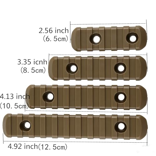 Polymer Picatinny Rail Sections Kit - 4-Pack, 5/7/9/11 Slots, Tan