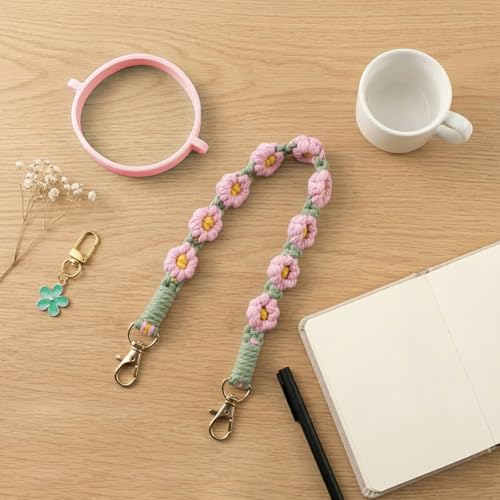 Water Bottle Handle Strap - Pink Green Floral Design