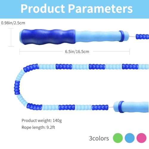 Adjustable Beaded Jump Rope - Tangle-Free Fitness Skipping Rope - Blue