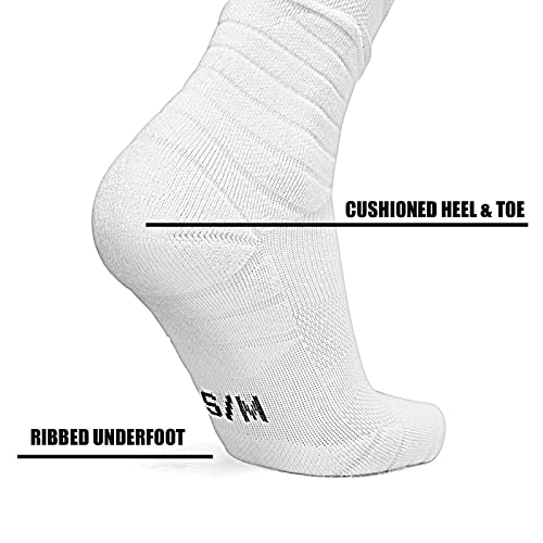 Extra Long Padded Football Socks with Ankle Support - Large, White