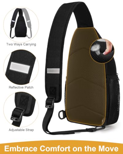 Pritent Medium Black Crossbody Sling Backpack for Women & Men