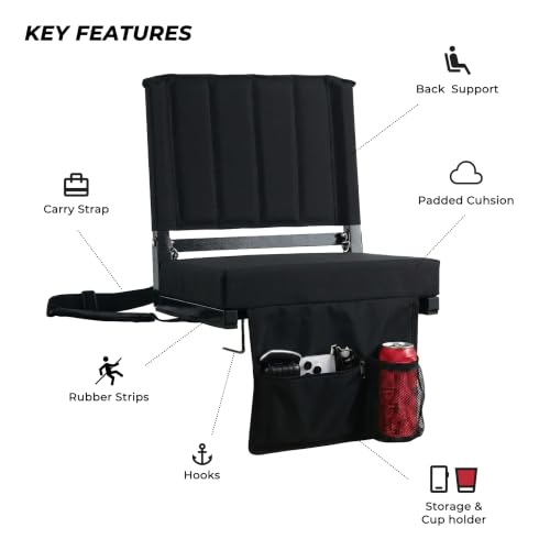 Padded Stadium Seats with Back Support for Bleachers - 2.8" Thick