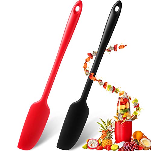 Silicone Jar Spatula Scraper - 11-inch Heat Resistant - Red & Black Set