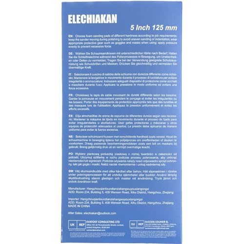 4 Pack Upgraded Foam Sanding Pads for Orbital Sander, 5 Inch 8 Holes Orbital Sander Surfprep Foam Pad, Hook and Loop Soft Density Interface Pads with Soft & Hard Cushion Sponge Buffer by Elechiakan