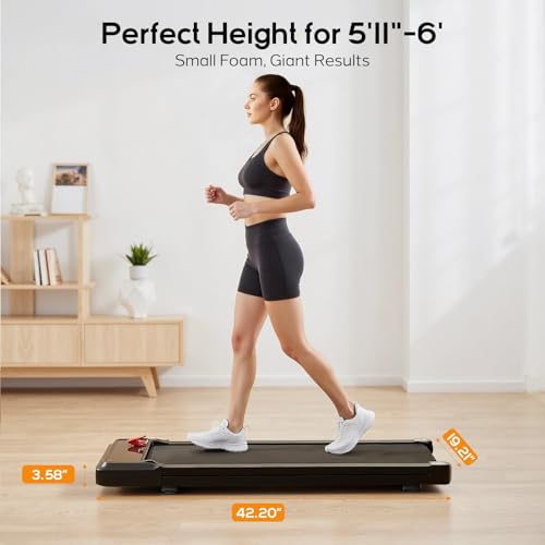 Portable Under Desk Treadmill - Compact Quiet Walking Pad - Black