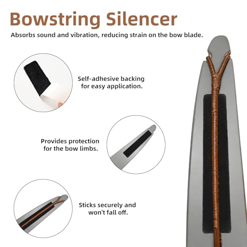 Archery Bow String Silencers - 4 Pack Self-Adhesive Faux Fur