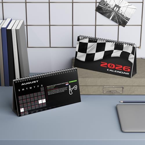 Formula Racing Desk Calendar 2026 - Multicolor, 10" x 5"