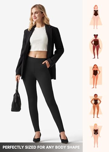 Willit Women's High-Waisted Yoga Dress Pants 28in Inseam Medium Black Skinny Leggings