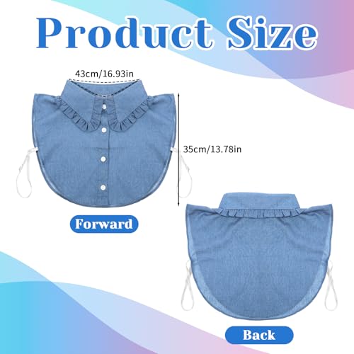 Women's Denim Detachable Collar - Blue Fake Dickey Half Shirt Accessory