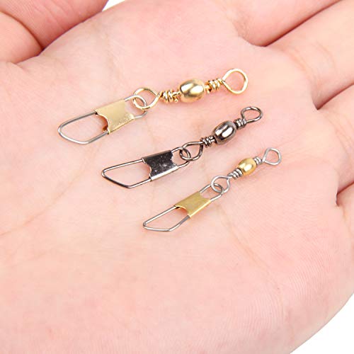 Fishing Barrel Swivel Snap Kit - 50pcs Quick Connect Swivels - Black & Gold