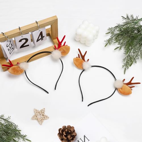Reindeer Antler Headband for Women - Christmas Deer Hair Accessory - Brown