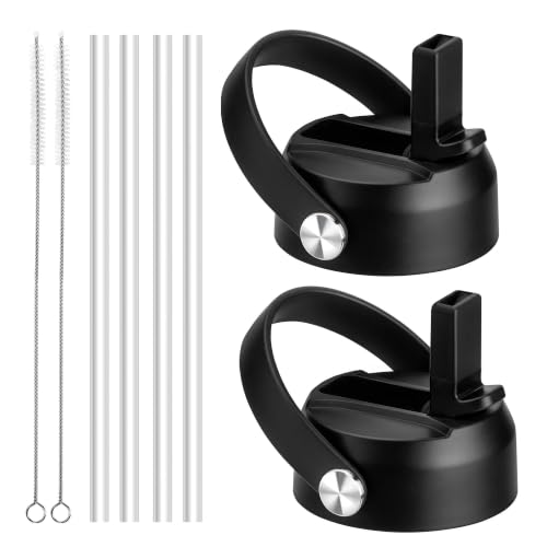 Bluwing 2 Pack Straw Lid for Hydro Flask Wide Mouth 12-64 oz Black