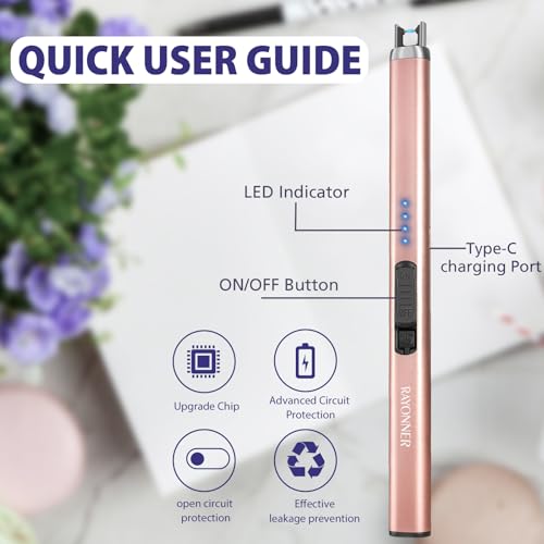 Electric Candle Lighter - 2 Pack, Black & Rose Gold