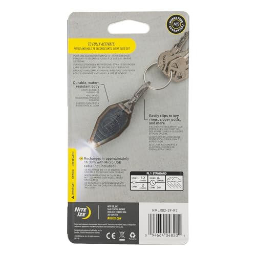Nite Ize Radiant Rechargeable Microlight - Rechargeable Keychain Flashlight with LED Light - Microlight for Travel, Camping, Car Key Keychain & House Key Keychain - 12 Lumen Light