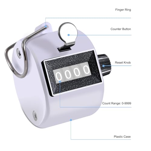 4-Digit Mechanical Handheld Tally Counter - 2 Pack - Pink & White