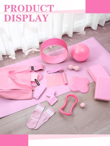 17-Piece Pink Yoga Essential Kit for Beginners - Complete Set