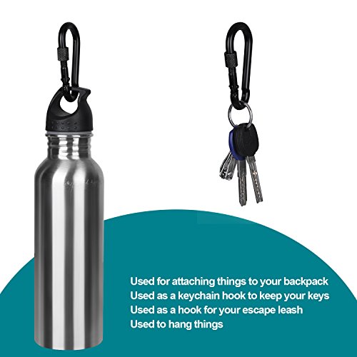 Heavy Duty Locking Carabiner Hooks - 4 Pack, Black