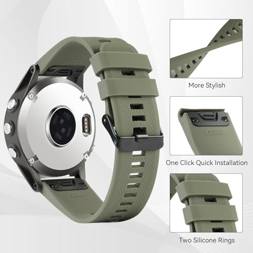 22mm Quickfit Silicone Sport Watch Band for Garmin Series - Black & Army Green