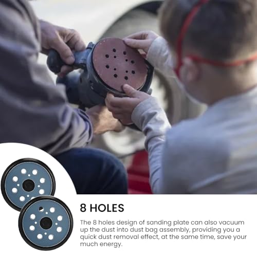 2pcs 5 Inch 8 Holes Orbital Sander Replacement Pad Compatible with DeWalt, Hook and Loop Replacement Backing Sanding Pad for Most Grinders with 4 Screws Holes