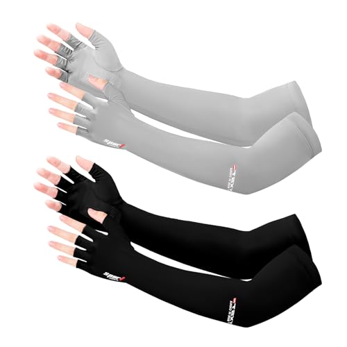 Large Black UV Protection Gloves - Non Slip Sunblock Gloves for Outdoor Fishing & Driving