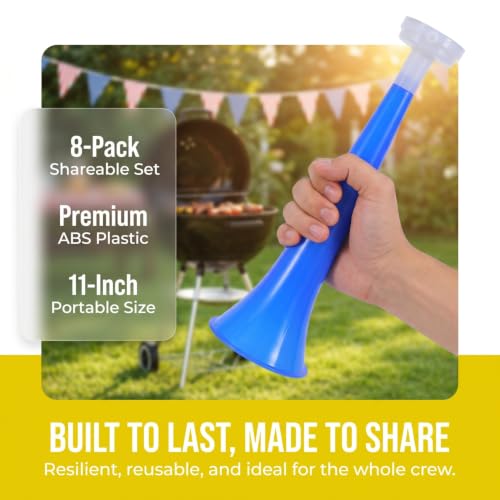 8-Pack 11-Inch Vuvuzela Stadium Horns - Lightweight Noise Makers