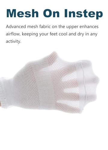 Cushioned Low Cut Ankle Socks for Women - Breathable Cotton - 5 Pairs - White