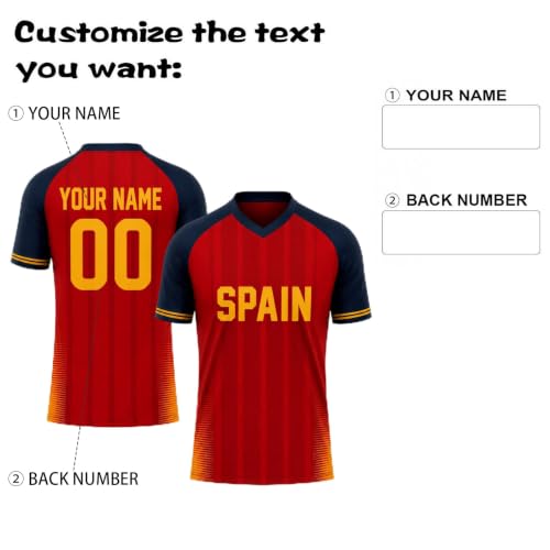 Custom Spain World Cup Soccer Jersey 2026 - Personalized Team Shirt