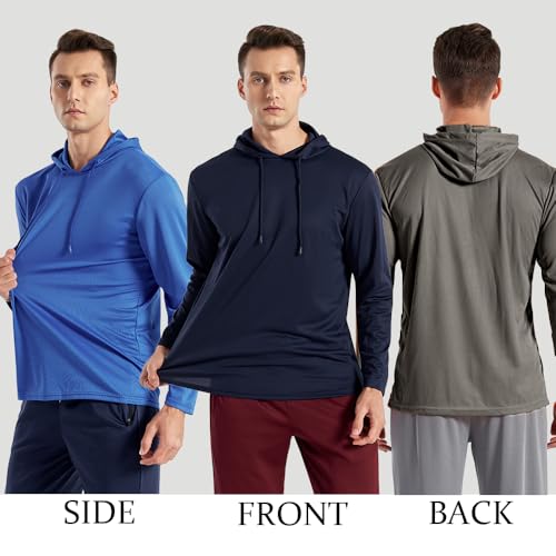 Men's UPF 50+ Sun Protection Hoodie - Long Sleeve with Mask, X-Large Navy
