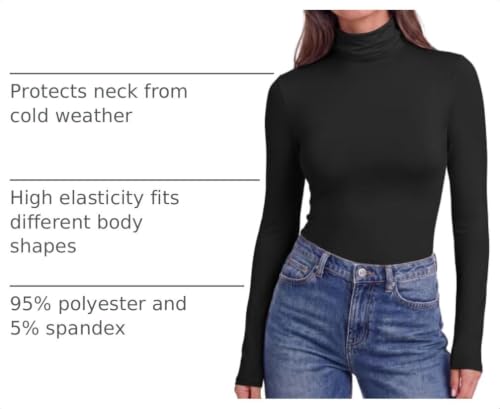 Women's Thermal Turtleneck Long Sleeve Shirt - Medium / Black