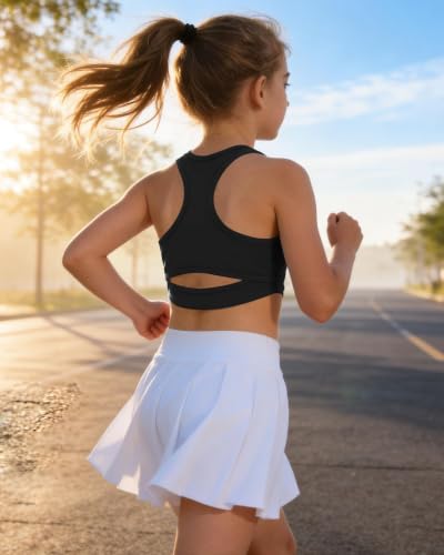 Girls 11-12 Years Sports Bra Racerback Training Top Black - Kids Athletic Dancewear