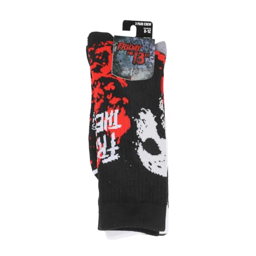 Jason Mask Crew Socks 3-Pair Pack Glow-in-the-Dark Horror Sports Socks