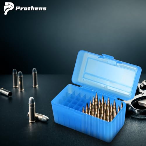 Locking Ammo Box - Portable Storage Case for 50 Rounds - Blue