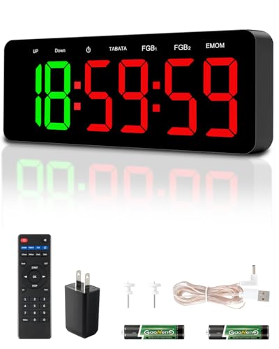 Large LED Gym Clock Timer with Remote Control - Green