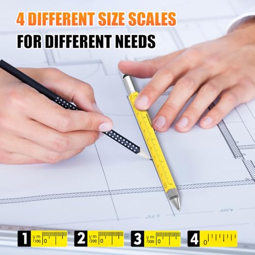 6-in-1 Multi Tool Pen with Stylus, Screwdriver & Level - Yellow
