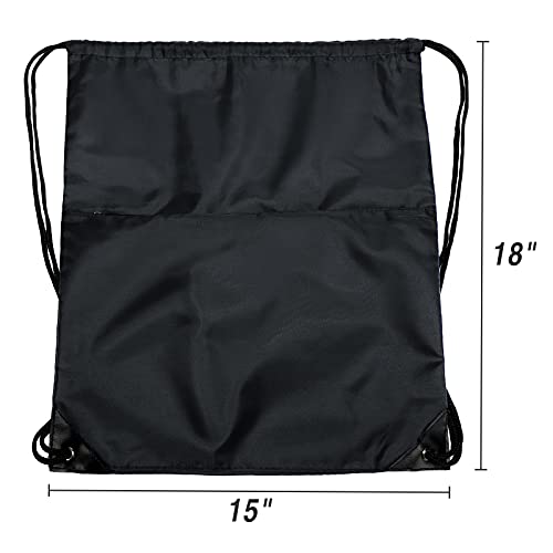 BuyAgain Black Drawstring Sports Backpack Water-Resistant Gym Sack for Men Women