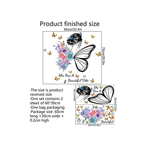 Wall Decals, Butterfly and Girl Pattern, Quote and Saying Stickers