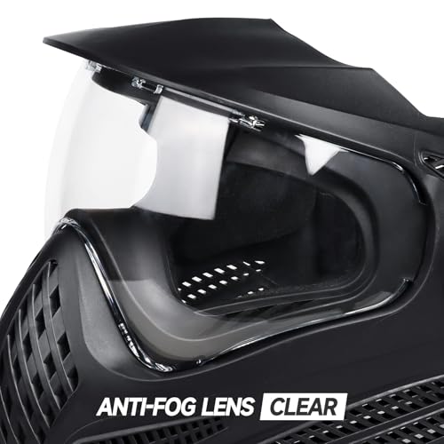 Xaegistac Clear Lens Paintball & Airsoft Mask with Sun Visor, Wide Field of View