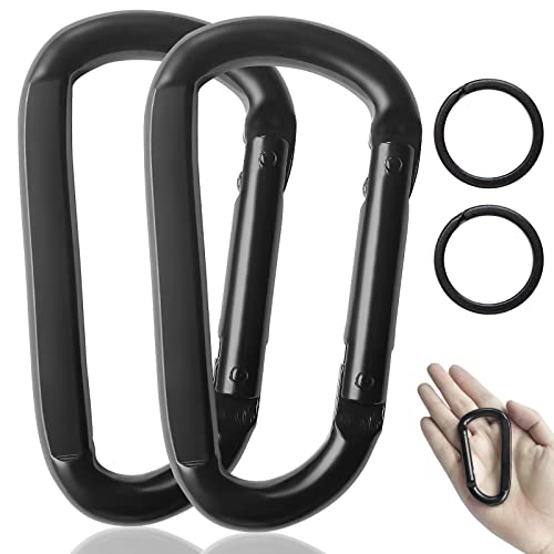 3" Heavy Duty Carabiner Clip - 880 lbs - Black - 2 Pack